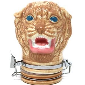 ContainedArt Panther Florida Brown Porcelain Airtight Container New